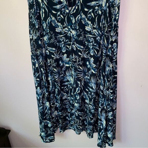 M&co Dress Size 16 Blue Tropical Floral Print Short Sleeve Casual - Picture 8 of 10